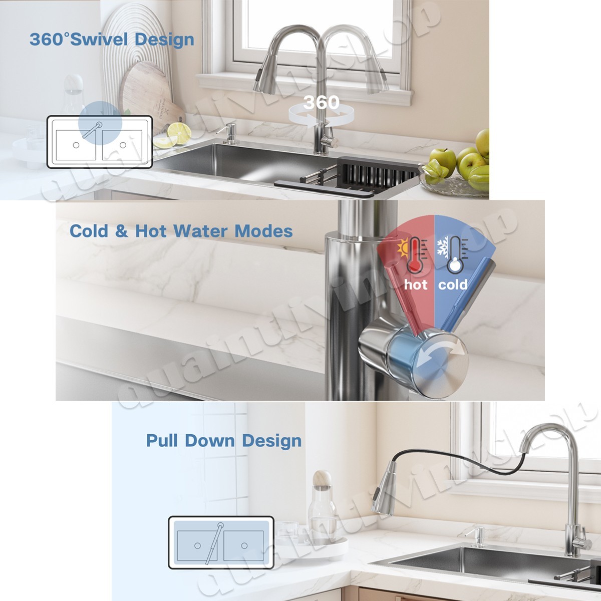 Kitchen Sink 23X17X8" Drop-in Stainless Steel Single Bowl Top Mount w/Faucet