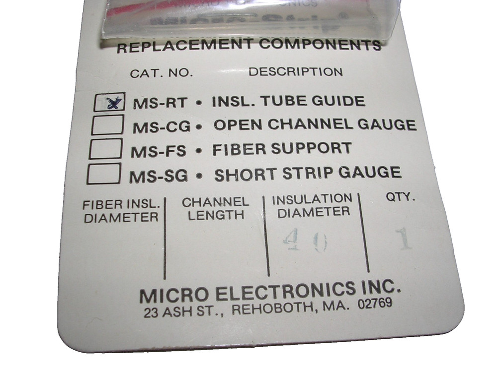 MICRO ELECTRONICS MODEL MS-RT INSL TUBE GUIDE
