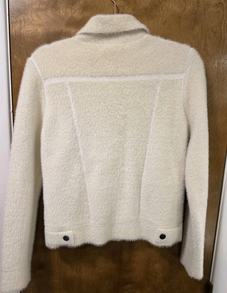 TAHARI Cream White Teddy Bear Shacket Size Small Euc