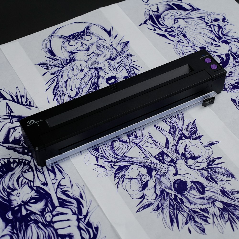 Wireless Tattoo Printer Kit with Holder and Roll Stencil Paper Easy Use