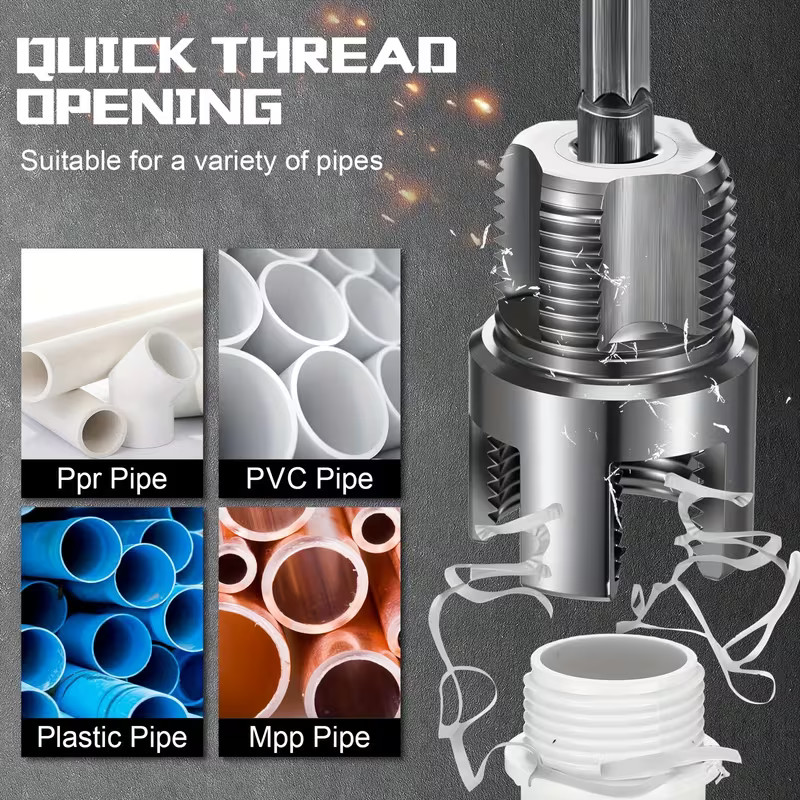 Integrated Internal & External Pipe Threading Tool Steel PVC Pipe Threader Kit