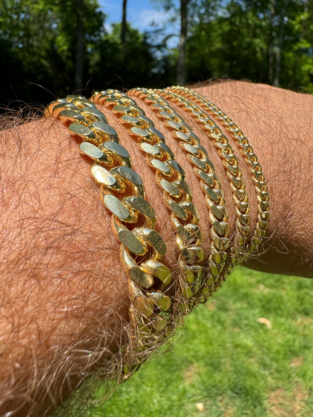 Mens Real Solid 14k Gold Vermeil 925 Silver Miami Cuban Bracelet 4-10mm 6.5-9"