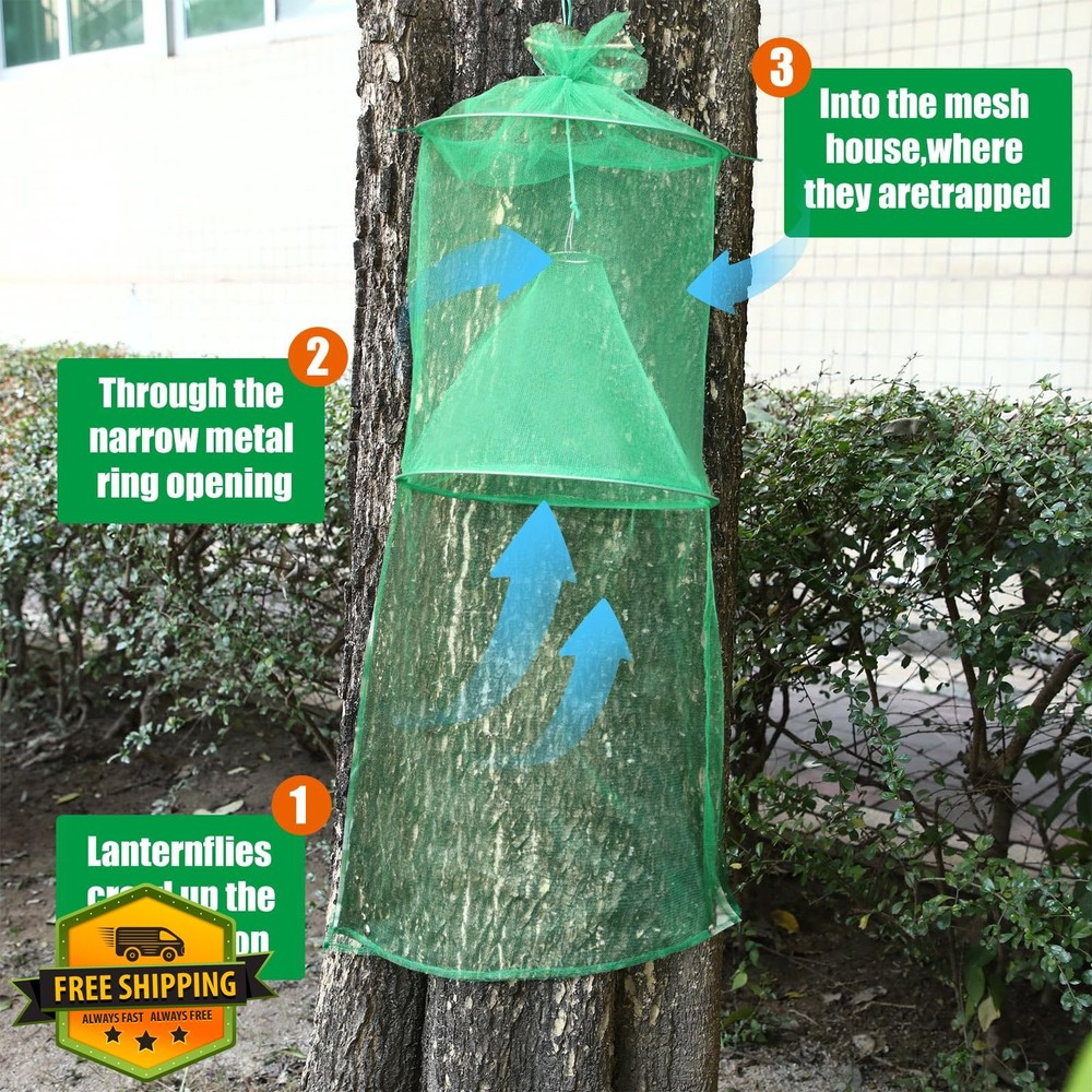 2 Spotted Lanternfly Traps Mesh Green Tree Killer w/ Rope