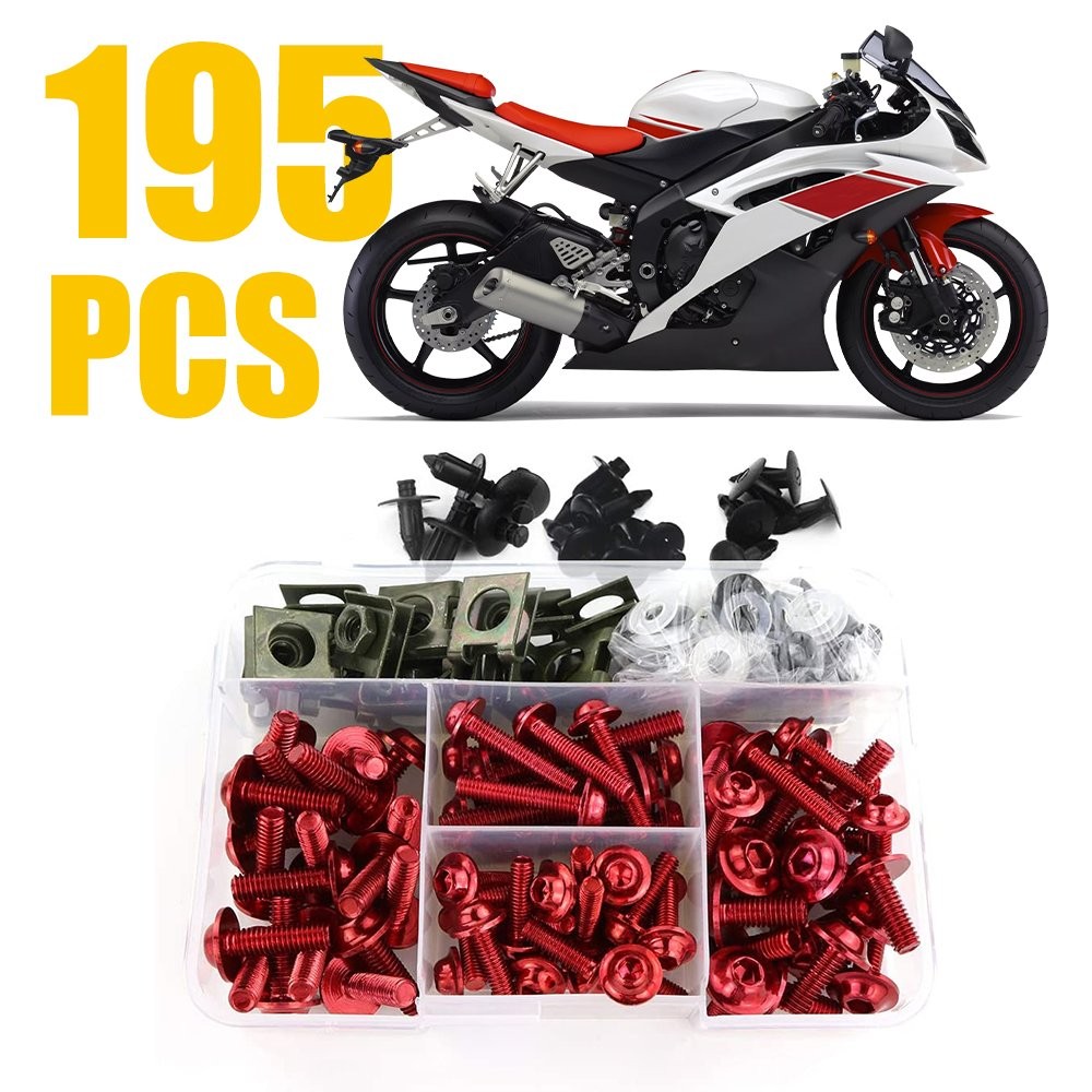 New Red Motorcycle Complete Fairing Bolt Kit Body Screw Set Replace Accessories