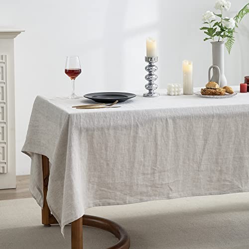 100% Pure Linen Rectangle 132" x 60" (Rectangular) Natural Linen