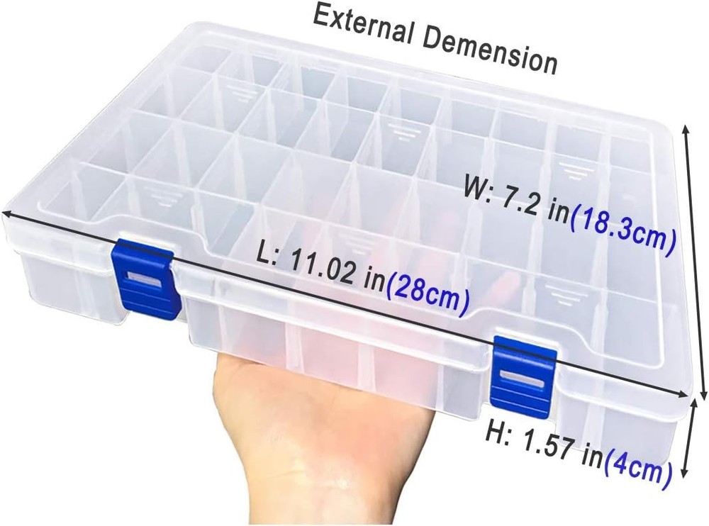Qualsen Plastic Compartment Box with Adjustable Dividers Craft 2PCS, White