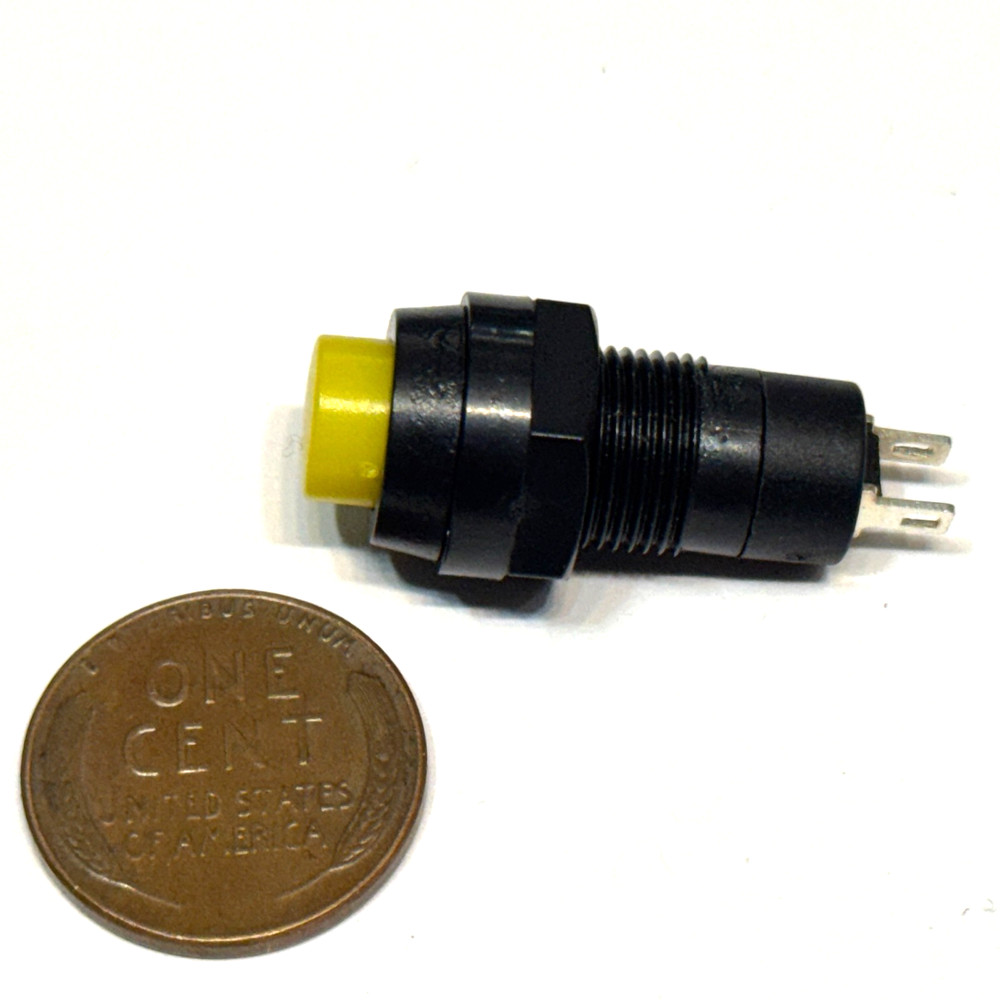 10mm Yellow Latching Push Button Switch SPST NO Self-Locking ON/OFF C31 STAMP