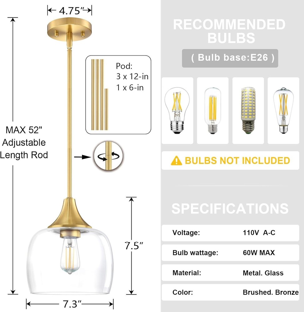 3 Pack 1 Light Semi Flush Mount Ceiling Light Pendant Light Fixture,Modern