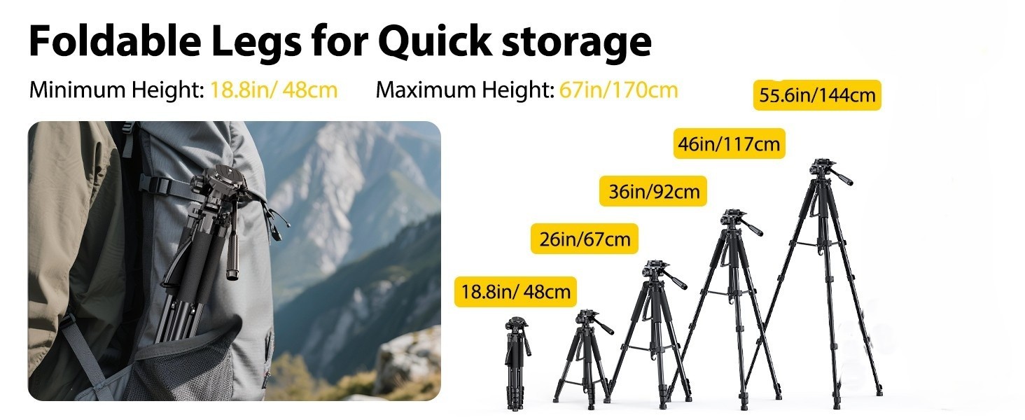 55" Portable Heavy-Duty Tripod for Phone & Camera w/ Cold Shoe Aluminum alloy