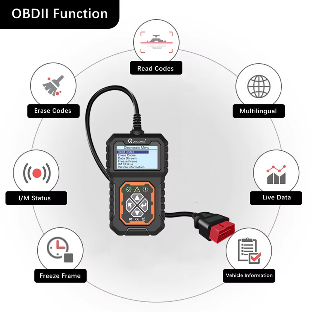 QUICKLYNKS T31 Universal OBD2 Scanner Diagnostic Tool Read & Clear Engine Fault