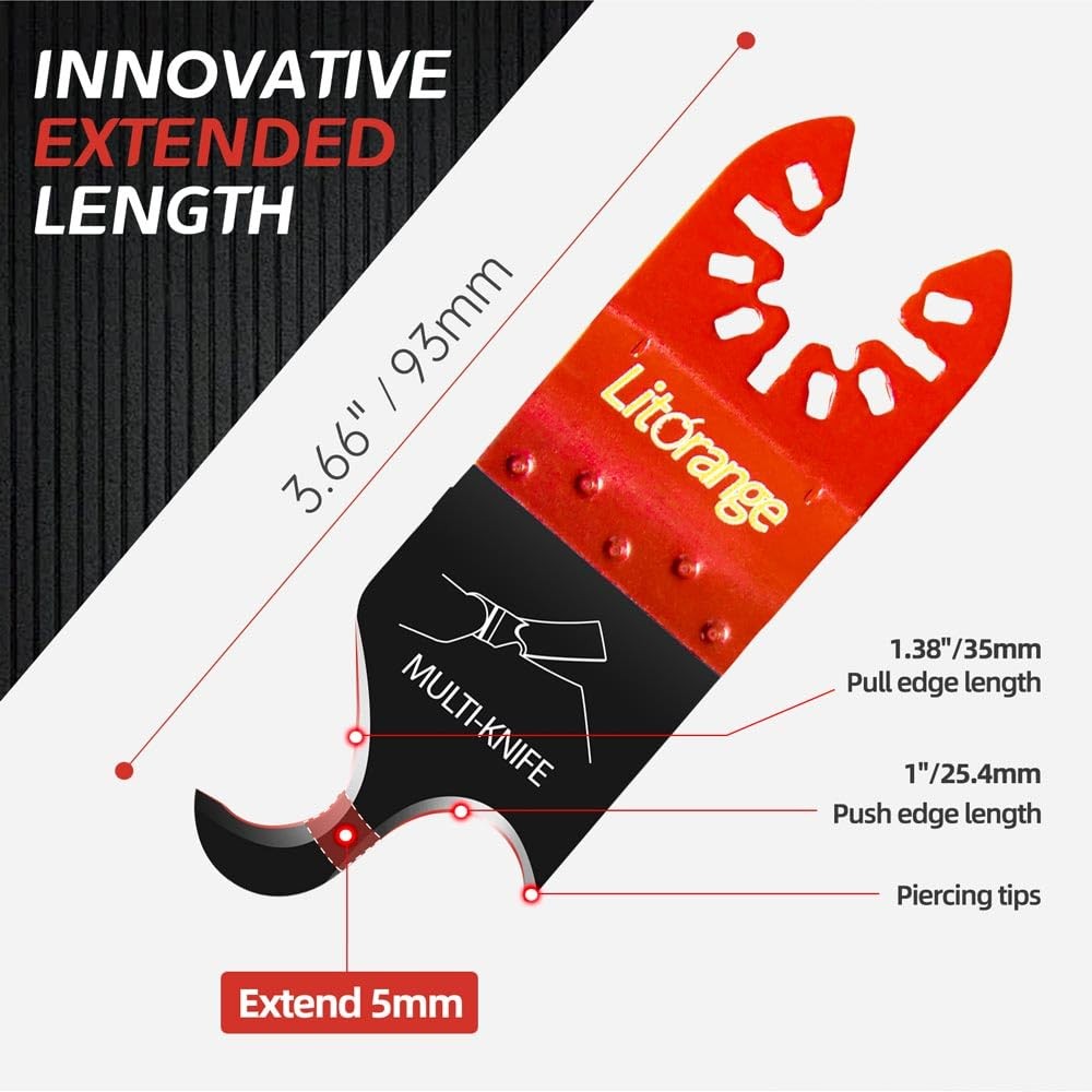 Litorange Extended Hook Blade for Oscillating Tool, 3 Pack red