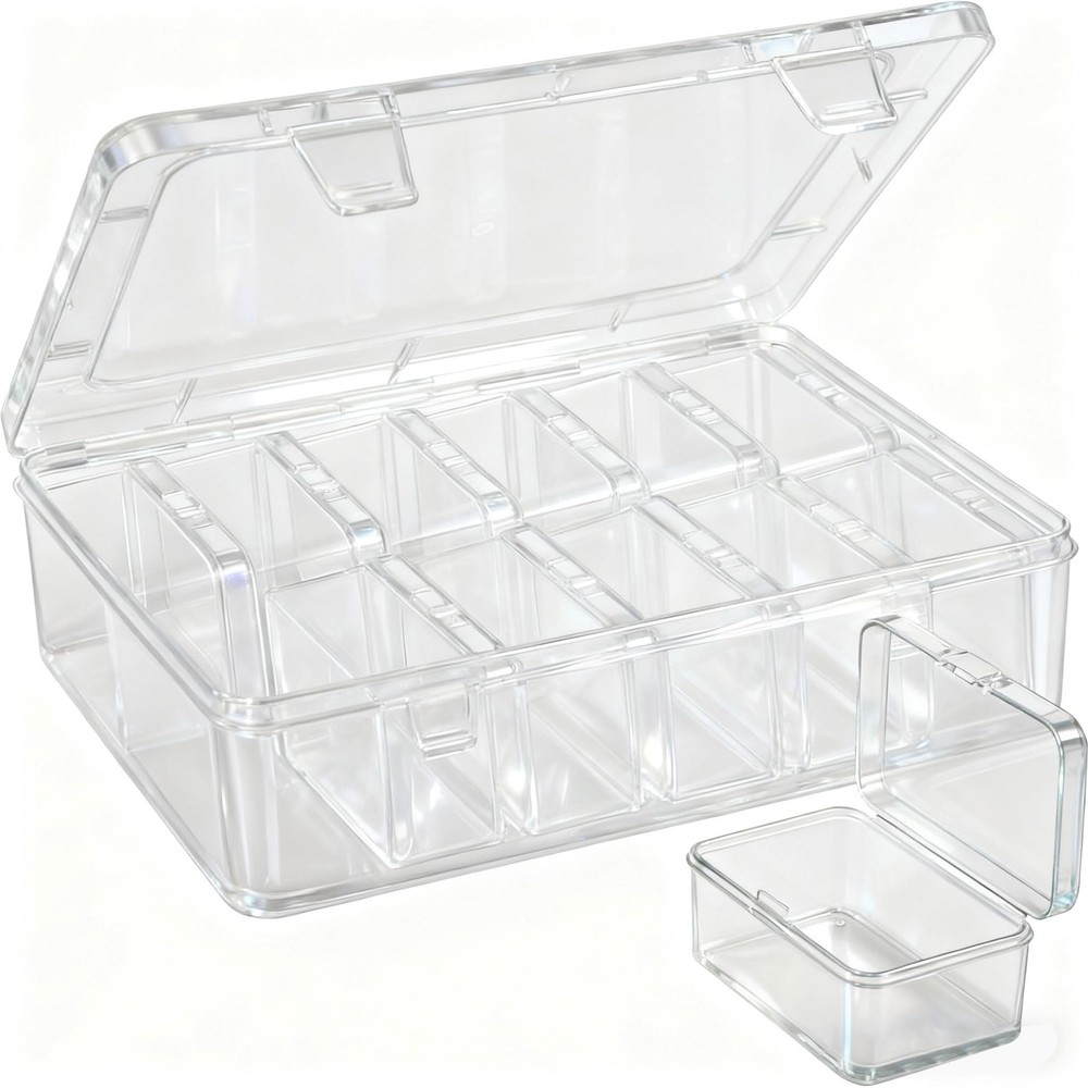 Mathtoxyz 2PCS Bead Organizers and Storage Box, Medium Size Case Plastic Cont...
