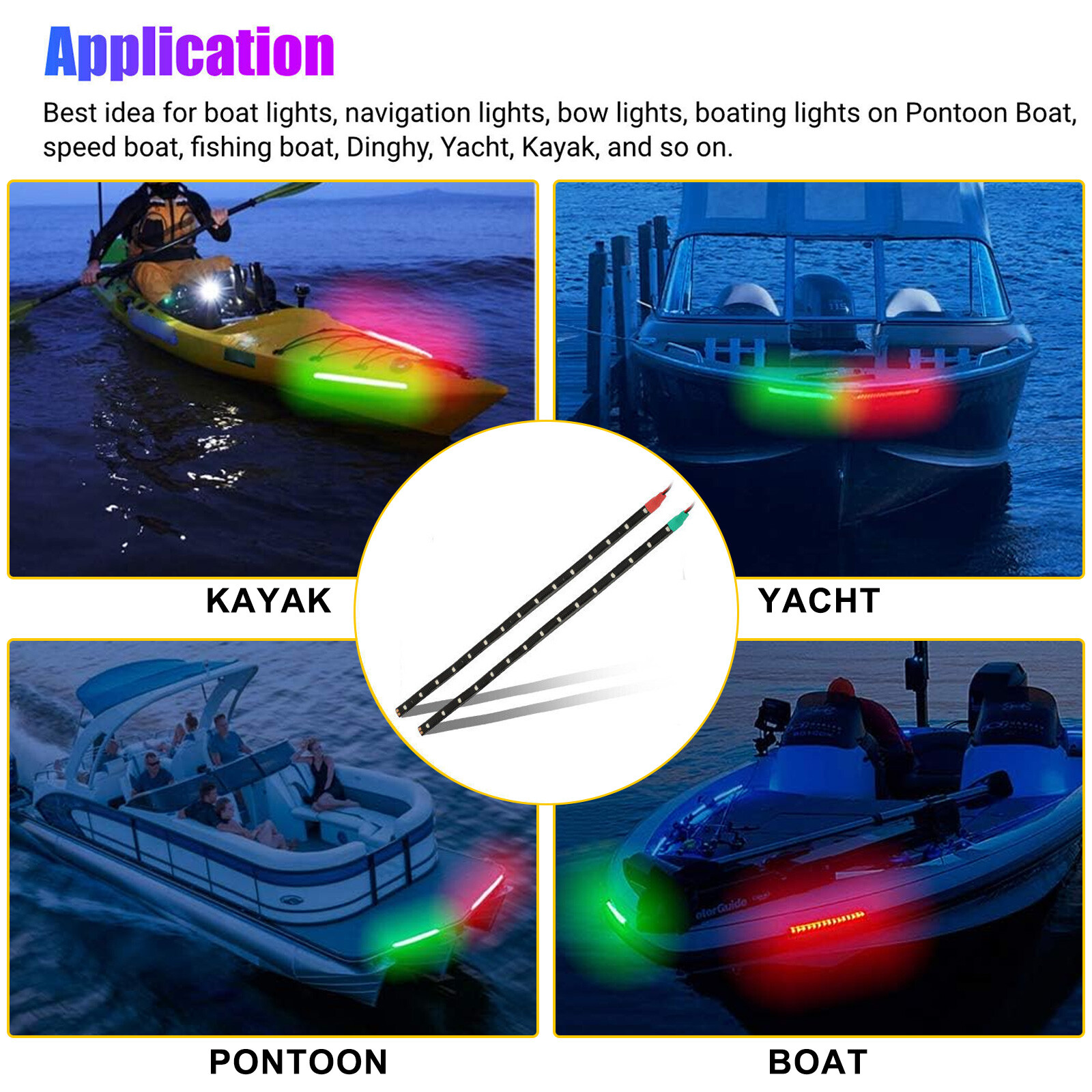 12V Red Green Submersible Navigation Light Waterproof Marine Boat Bow LED Strips