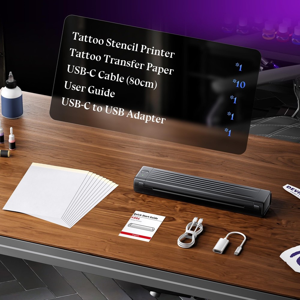 Itari A886 Tattoo Stencil Printer Kit for Beginners, Black