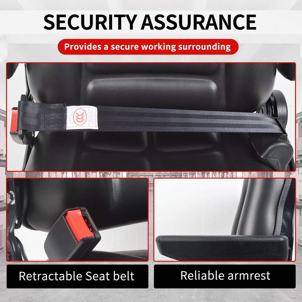 Tractor Forklift Seat Excavator Universal Adjustable Backrest Armrest Safty Belt