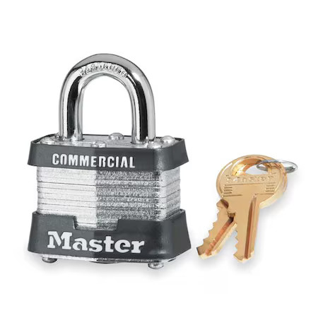 Master Lock 3Ka Padlock, Keyed Alike, Standard Shackle, Rectangular Steel Body,