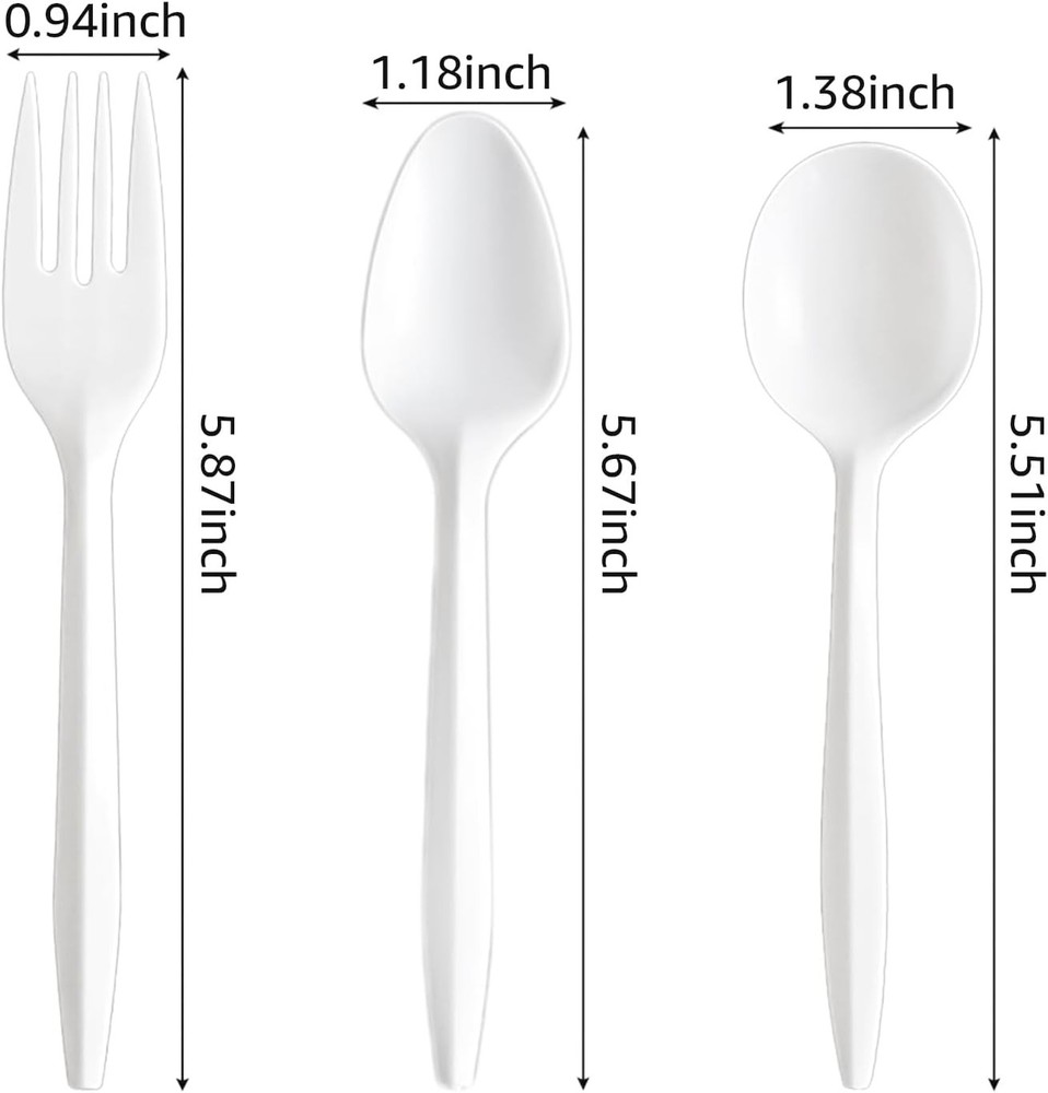 1000PCS Disposable Plastic Forks Silverware Set Bulk Fork 1000, White