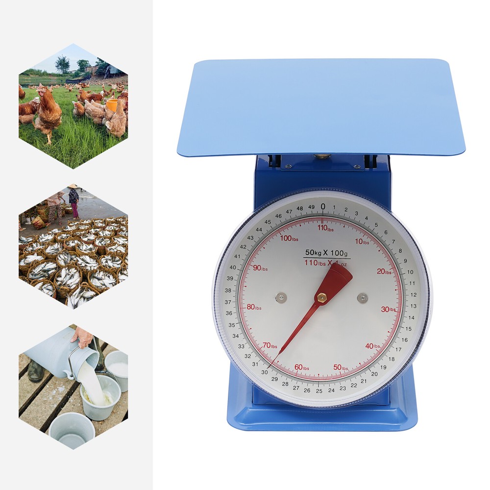 110LBS Heavy Duty Mechanical Kitchen Scale with Durable Iron Platform