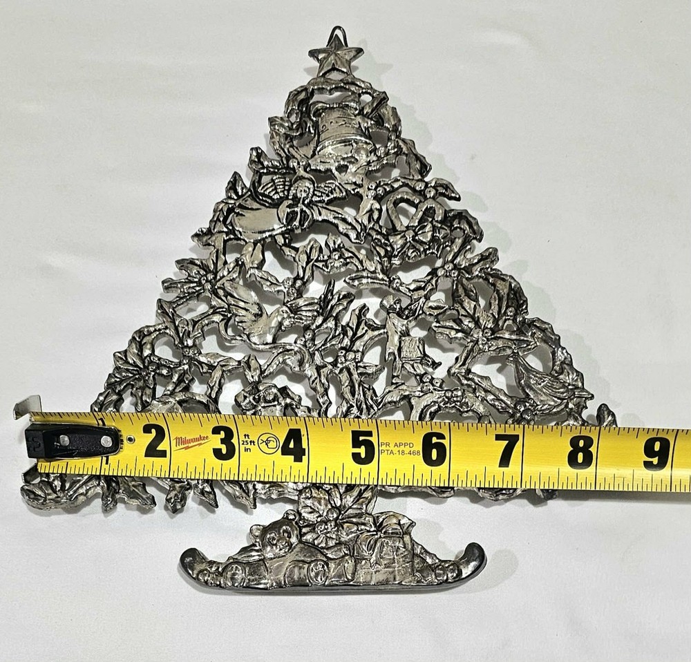 Vintage silver-plated 10"tall Christmas tree Trivet/Wall hanging