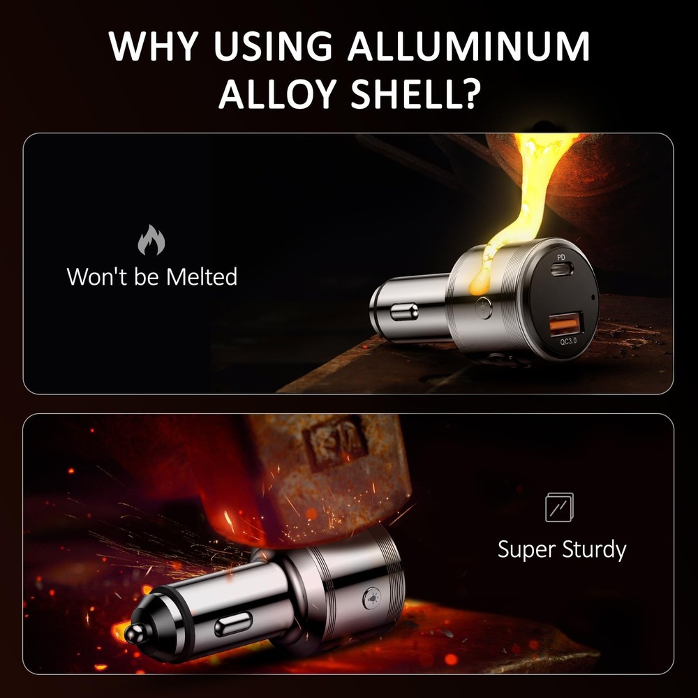 LENCENT Bluetooth Car Adapter, Full Metal Bluetooth 5.3 FM Transmitter with H...