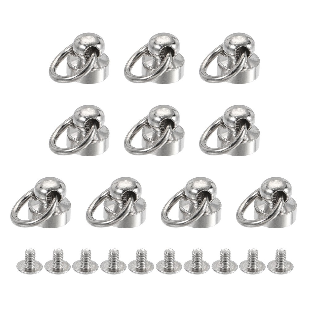 20pcs Pull Ring Rivets Studs Round Head 8x8mm for DIY Brass Silver Tone