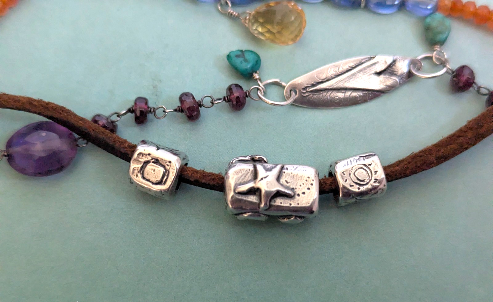 Jes MaHarry Sundance Catalog "Pacific Highway" Mixed Gemstone Sterling Bracelet