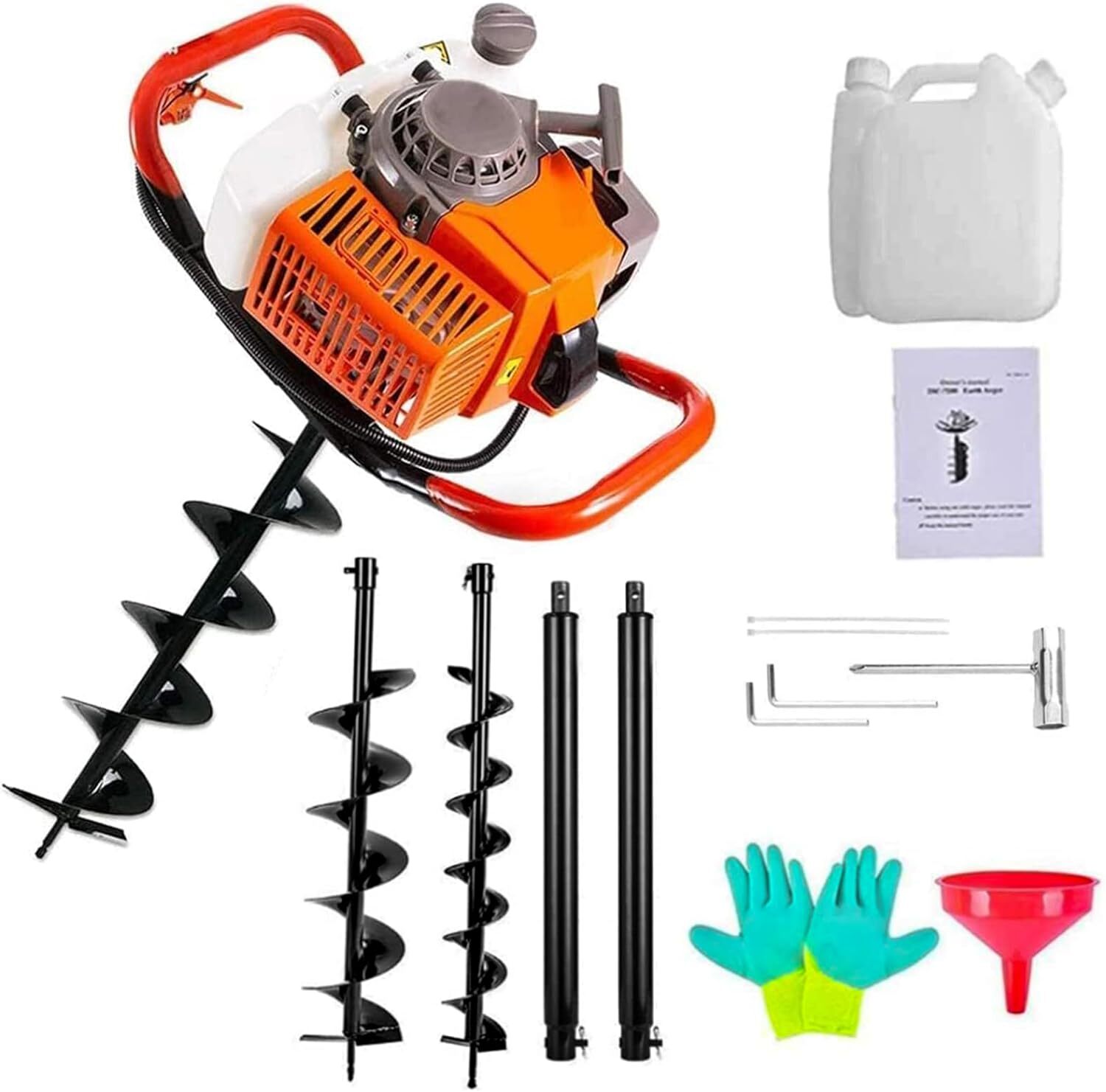 72CC 4HP Manual Gas Powered Post Hole Digger W/ 4" 8" 12" Earth Digger Auger