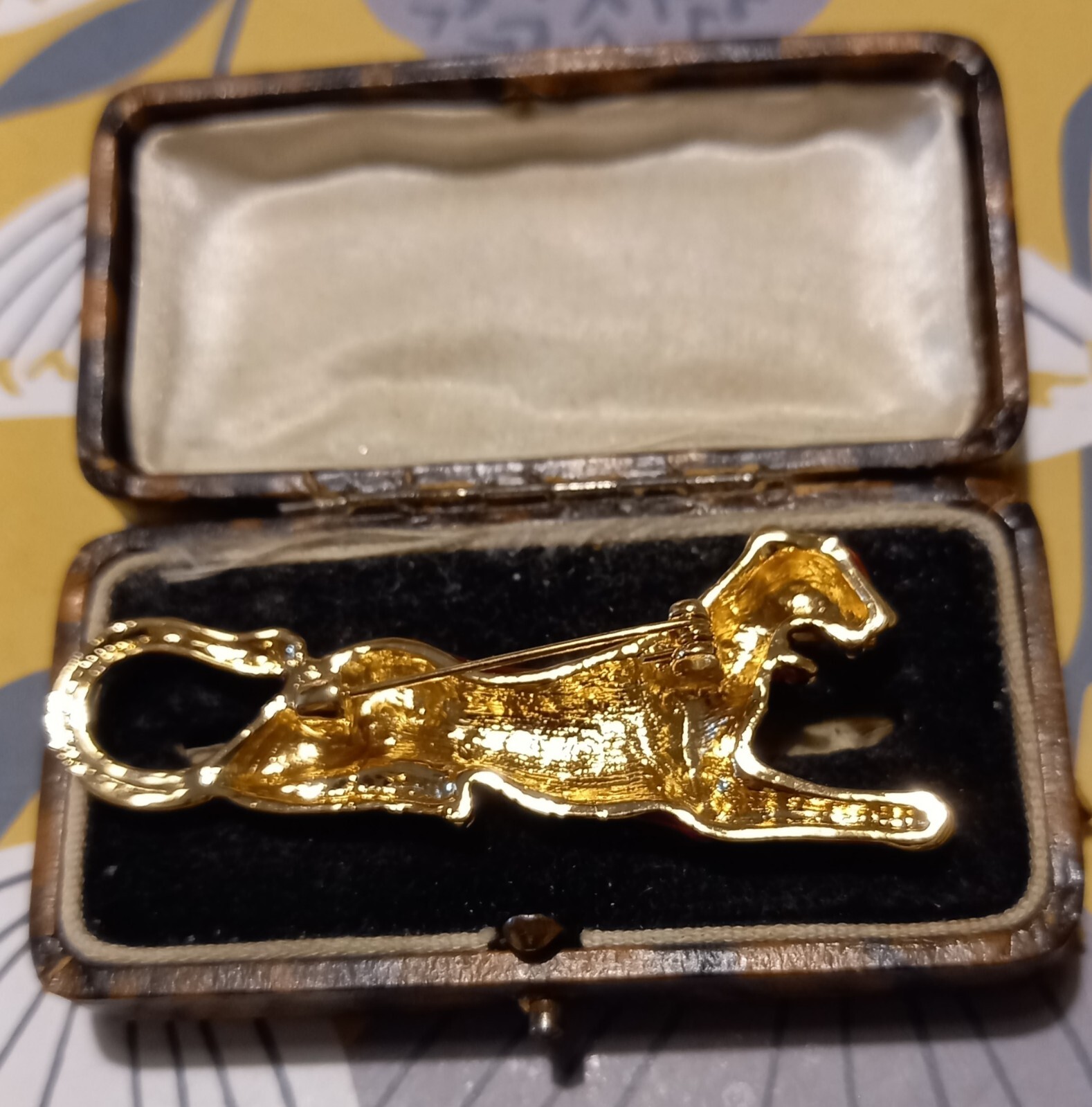 Leopard Cheetah BROOCH ART DECO STYLE Enamel LOVELY Glam Stunning VINTAGE STYLE