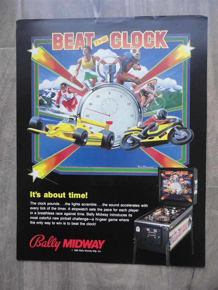 Beat the Clock Pinball Machine Flyer / Original Bally Brochure D
