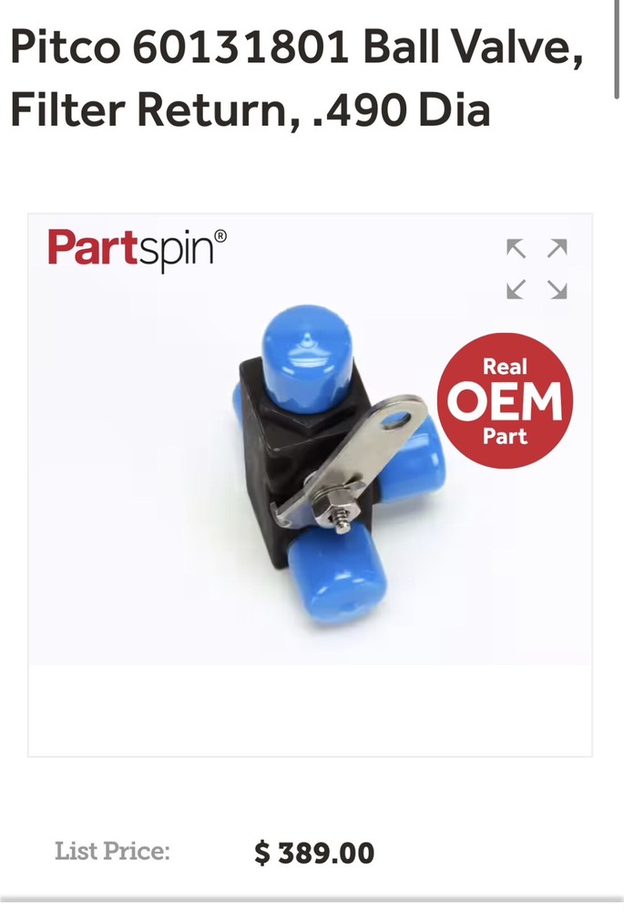 Pitco - 60131801 - Ball Valve, Filter Return, .490 Dia