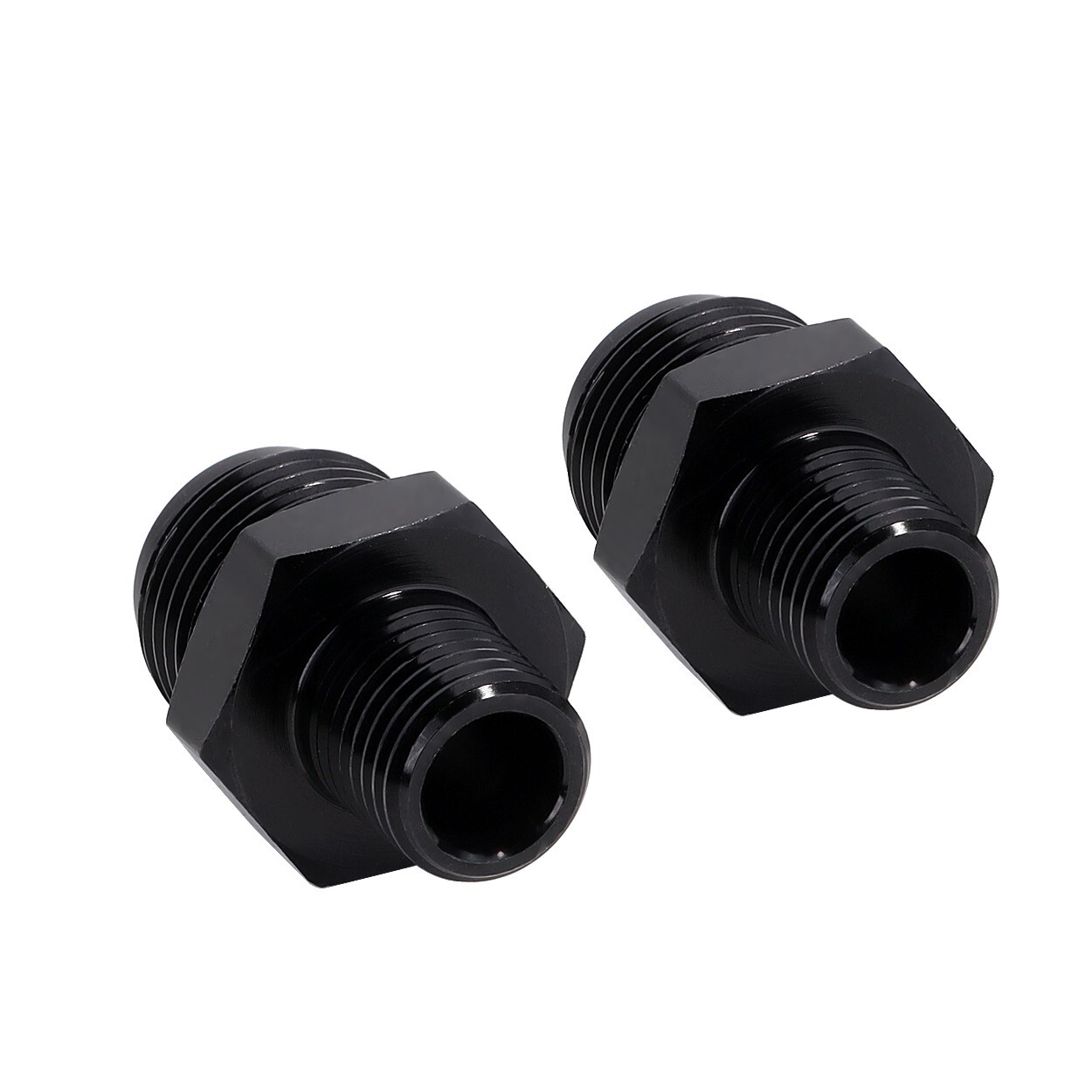 1/2" NPT to 6AN Fitting Male Straight Fittings Adapter Aluminum Black 2Pcs