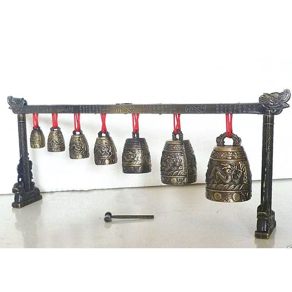 Rare Collectable Musical Meditation Gong with 7 Ornate Bells Dragon Design New