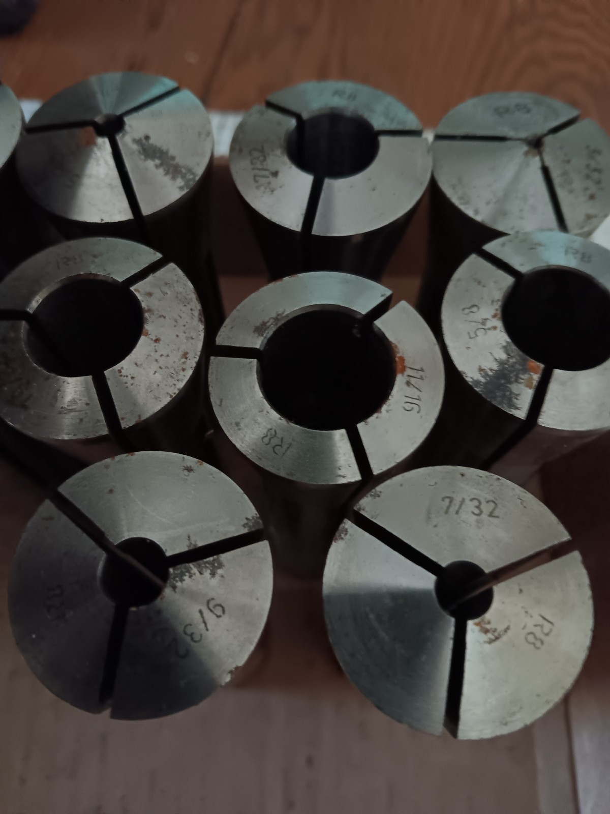 Lot Of 10 Used Assorted R8 Collets/Toolholders - (As Shown) mixed sizes