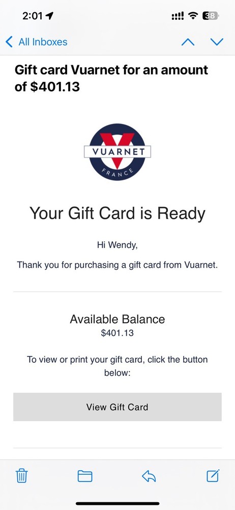 Vuarnet Gift Card $401