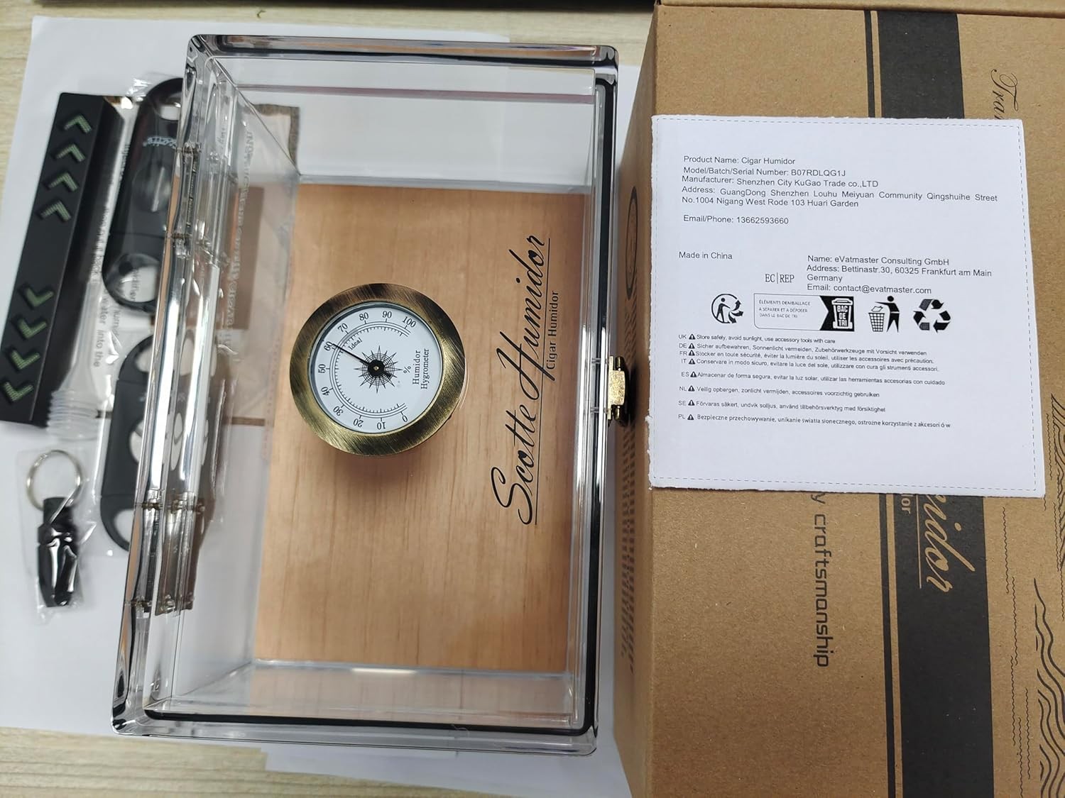 Scotte Acrylic Cigar Humidor Jar/case/Box with Humidifier and Clear-1