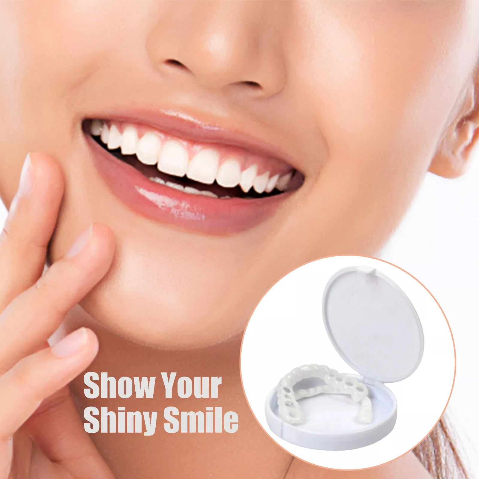 Smile Snap On Upper + Lower False Teeth Dental Veneers Denture Tooth Cover Set