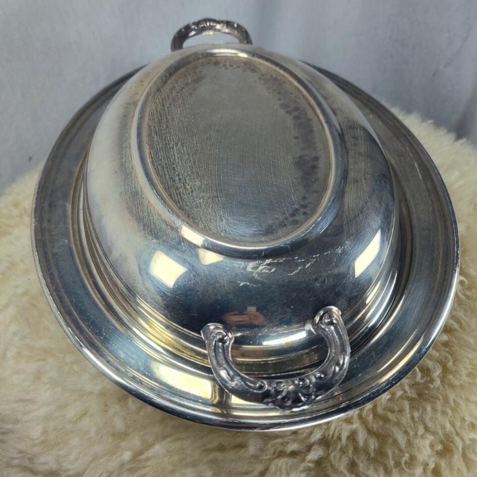 LEONARDO SILVER PLATED SERVING PLATTER 11" WITH GLASS LINER - GOOD CONDITION