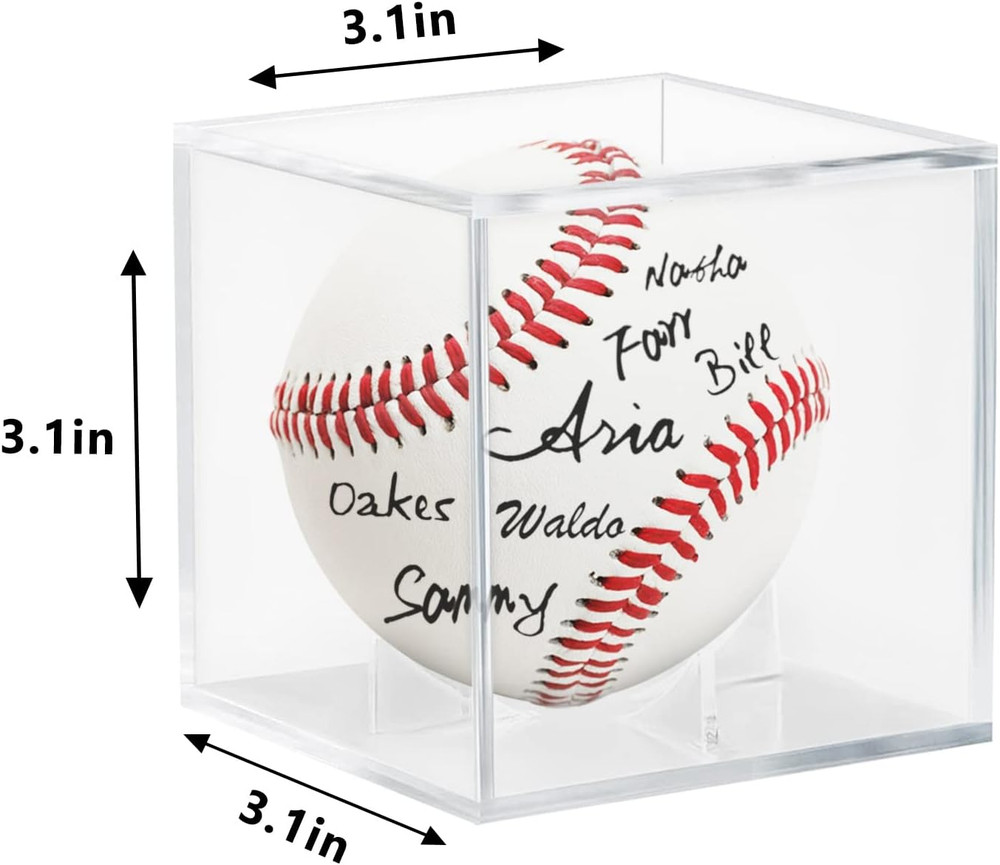 4 Pack Acrylic Baseball Display Case - UV Protected Baseball Holder for Display,
