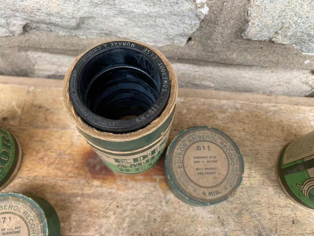 Six Antique Thomas Edison Amberol Cylinder Record With Cases UNTESTED AS IS