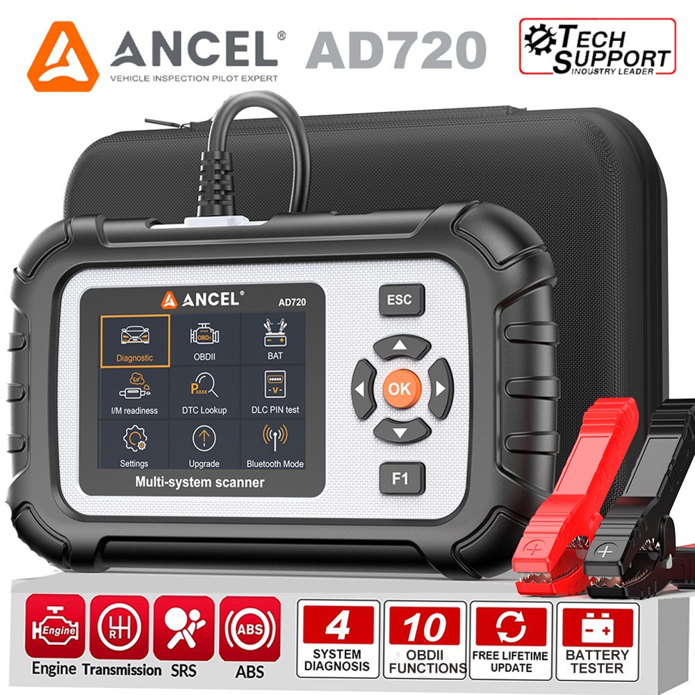 ANCEL AD720 OBD2 Scanner Transmission Engine ABS SRS Diagnostic Tool Code Reader