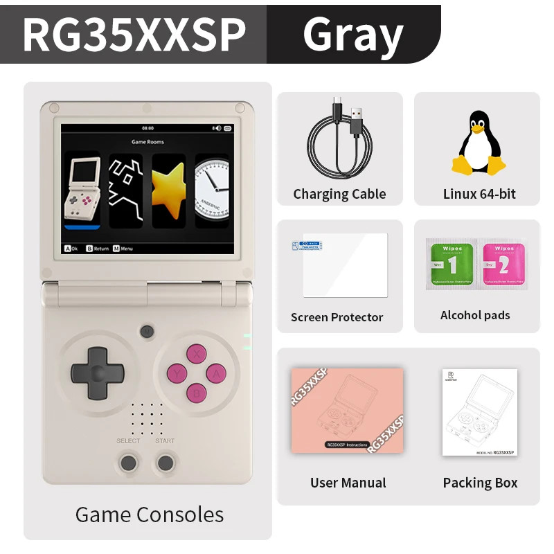 Flip Handheld Games Console IPS Screen Linux 64-bit Collapsible Gaming Player US