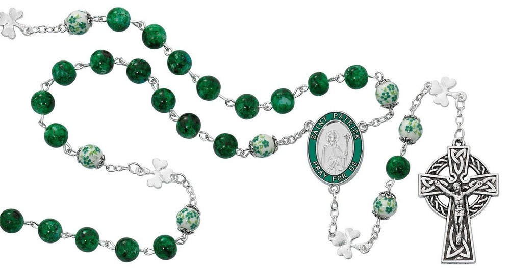 8MM GREEN MARBLE IRISH Rosary