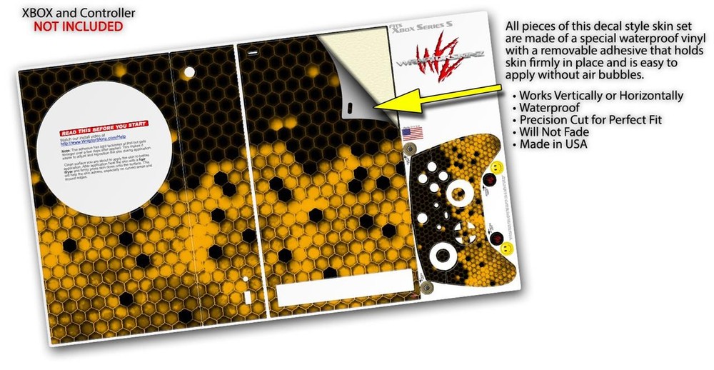 Skin Wrap for XBOX Series S Console Controller HEX Yellow
