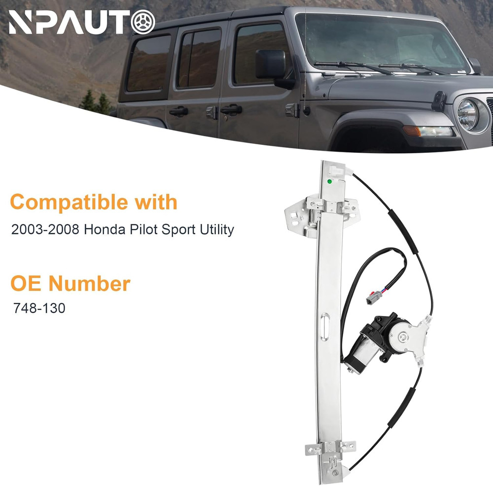 2003-2008 Honda Pilot Front Passenger Side Power Window Regulator–Compatible