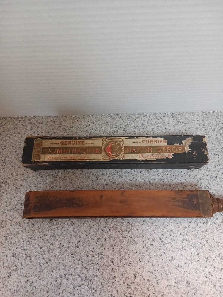 ANTIQUE COMBINATION RAZOR STROP WITH BOX CURRIER #3