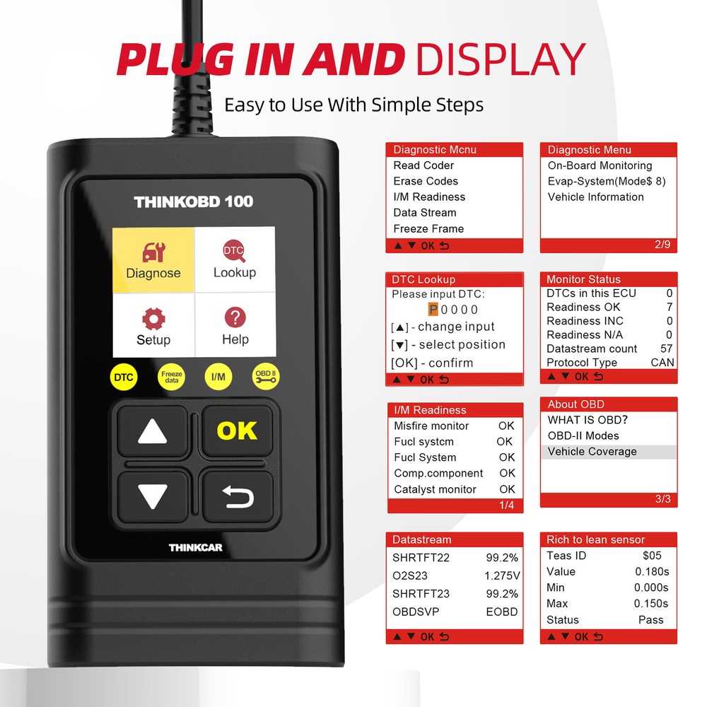Thinkcar ThinkOBD 100 OBD2 Scanner Car Fault Code Reader Diagnostic Tool US