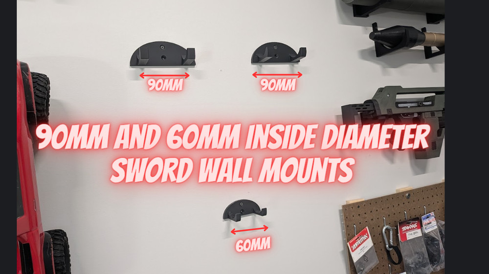 3D Printed - Sword Wall Hangers - 60mm and 90mm Inside Diameter!!