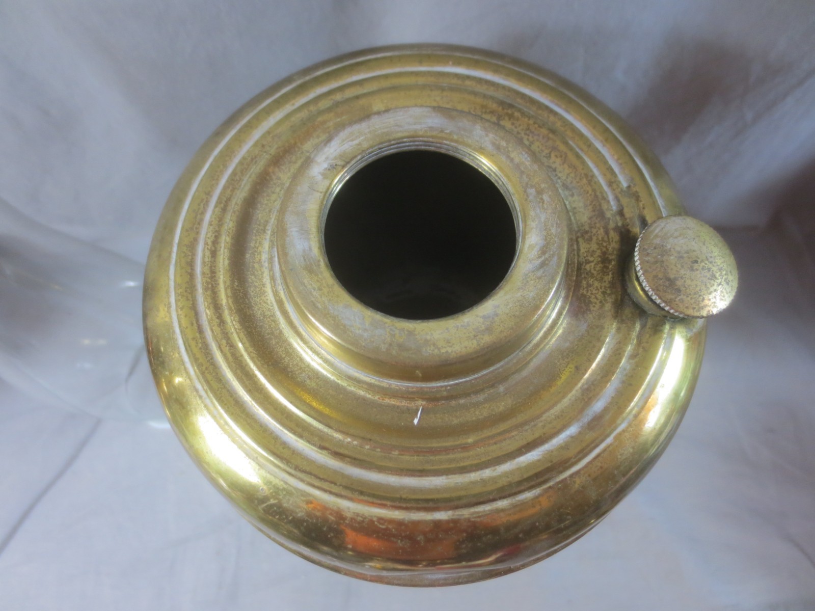 Vintage Made In England Brass Duplex Oil Lamp And Chimney Shepards Hut Lamp