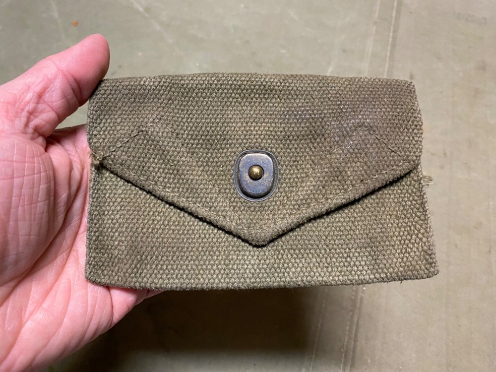 ORIGINAL WWII US ARMY M1942 FIRST AID CARRY BELT POUCH-OD#7