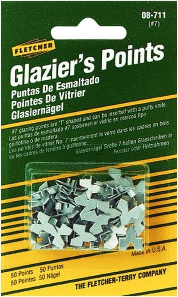 Zinc-Coated Push Glazier Points - 50 Count for Secure Glass Fitting